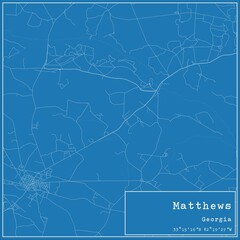 Blueprint US city map of Matthews, Georgia.