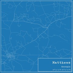 Blueprint US city map of Matthews, Georgia.