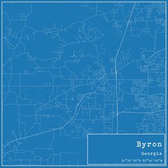 Blueprint US city map of Byron, Georgia.