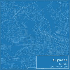 Blueprint US city map of Augusta, Georgia.