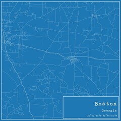 Blueprint US city map of Boston, Georgia.
