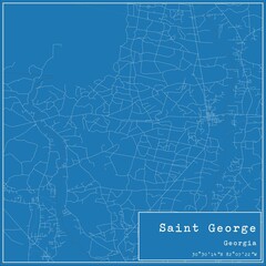 Blueprint US city map of Saint George, Georgia.