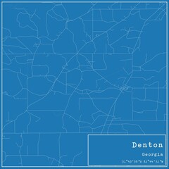 Blueprint US city map of Denton, Georgia.