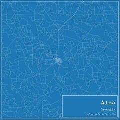 Blueprint US city map of Alma, Georgia.