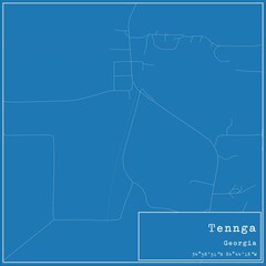 Blueprint US city map of Tennga, Georgia.