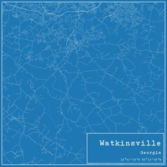 Blueprint US city map of Watkinsville, Georgia.