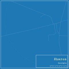Blueprint US city map of Sharon, Georgia.