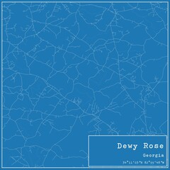 Blueprint US city map of Dewy Rose, Georgia.