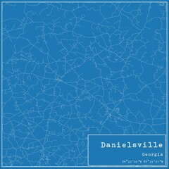 Blueprint US city map of Danielsville, Georgia.