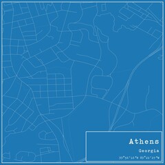 Blueprint US city map of Athens, Georgia.