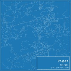 Blueprint US city map of Tiger, Georgia.