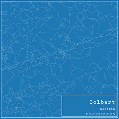 Blueprint US city map of Colbert, Georgia.