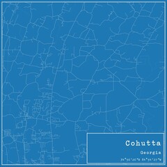 Blueprint US city map of Cohutta, Georgia.