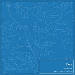 Blueprint US city map of Rex, Georgia.