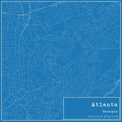 Blueprint US city map of Atlanta, Georgia.