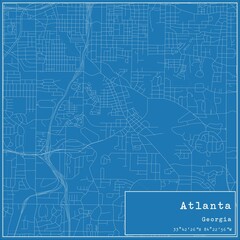 Blueprint US city map of Atlanta, Georgia.