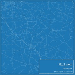 Blueprint US city map of Milner, Georgia.