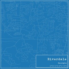 Blueprint US city map of Riverdale, Georgia.