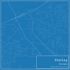 Blueprint US city map of Conley, Georgia.