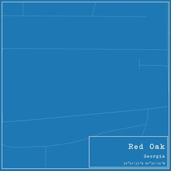 Blueprint US city map of Red Oak, Georgia.