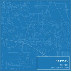 Blueprint US city map of Morrow, Georgia.
