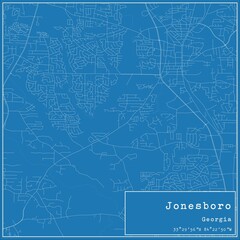 Blueprint US city map of Jonesboro, Georgia.