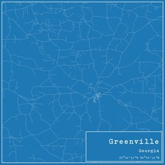 Blueprint US city map of Greenville, Georgia.