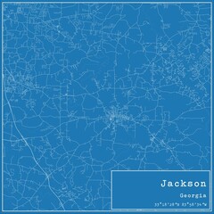Blueprint US city map of Jackson, Georgia.