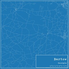 Blueprint US city map of Bartow, Georgia.