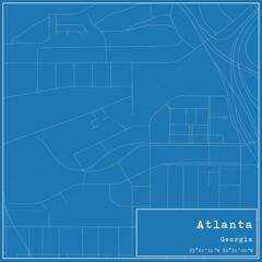 Blueprint US city map of Atlanta, Georgia.