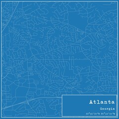 Blueprint US city map of Atlanta, Georgia.