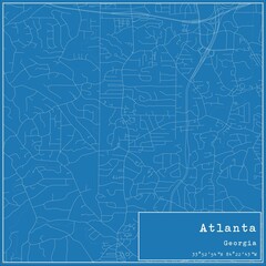 Blueprint US city map of Atlanta, Georgia.