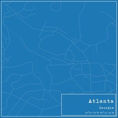 Blueprint US city map of Atlanta, Georgia.