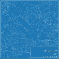 Blueprint US city map of Atlanta, Georgia.