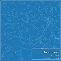 Blueprint US city map of Demorest, Georgia.