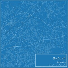 Blueprint US city map of Buford, Georgia.