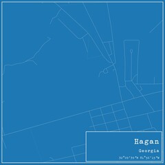Blueprint US city map of Hagan, Georgia.