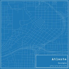 Blueprint US city map of Atlanta, Georgia.