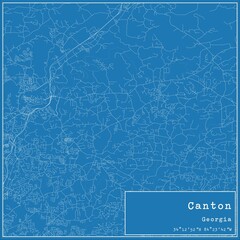 Blueprint US city map of Canton, Georgia.