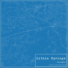 Blueprint US city map of Lithia Springs, Georgia.