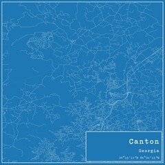 Blueprint US city map of Canton, Georgia.