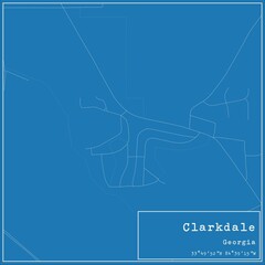 Blueprint US city map of Clarkdale, Georgia.