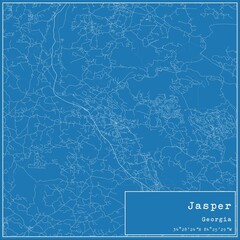 Blueprint US city map of Jasper, Georgia.