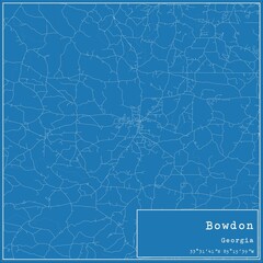 Blueprint US city map of Bowdon, Georgia.