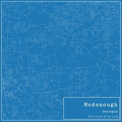 Blueprint US city map of Mcdonough, Georgia.