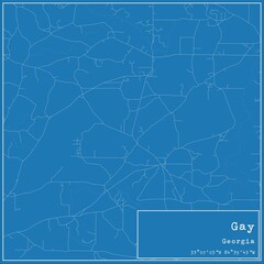 Blueprint US city map of Gay, Georgia.