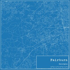 Blueprint US city map of Fairburn, Georgia.