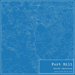 Blueprint US city map of Fort Mill, South Carolina.