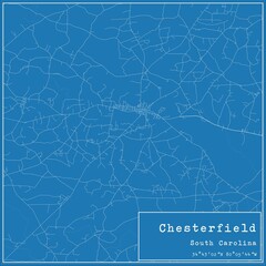 Blueprint US city map of Chesterfield, South Carolina.