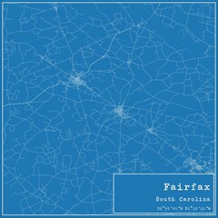 Blueprint US city map of Fairfax, South Carolina.